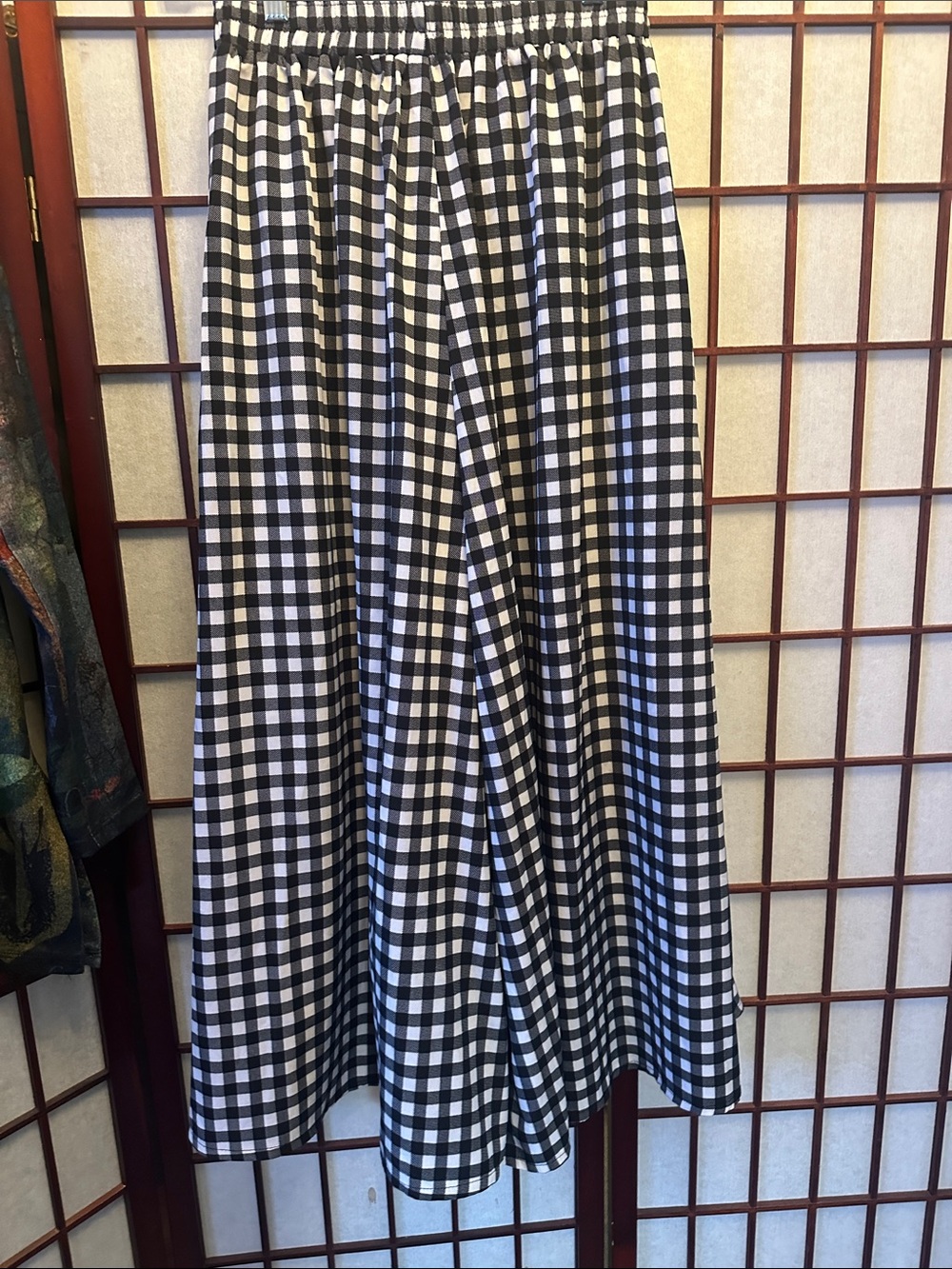 Wide Leg Gingham Pants in Black & White - Classic Check